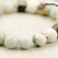 Close up of 10mm Amazonite and Lava Stone Bracelet.