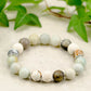 Top view of 10mm Amazonite and Lava Stone Bracelet.
