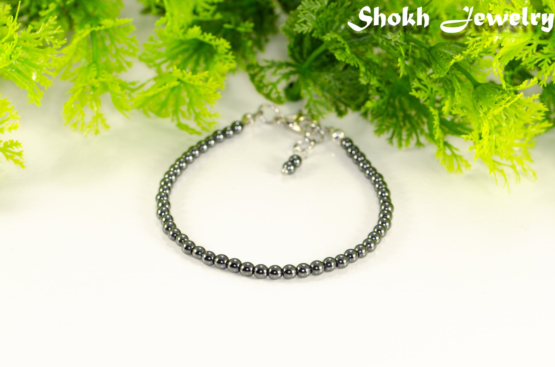 Unisex 3mm Natural Hematite Beaded Bracelet for men/women.