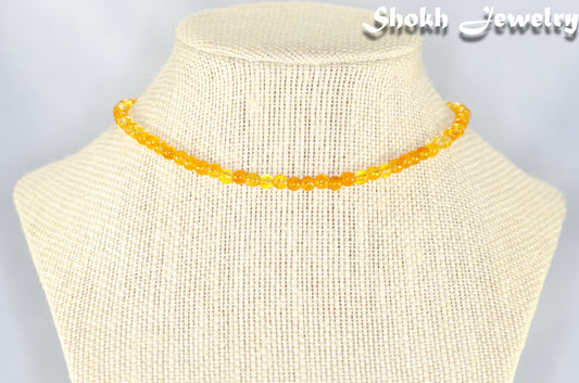 4mm Citrine Crystal Choker Necklace displayed on a bust.