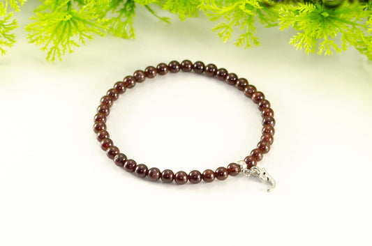 4mm Garnet Bracelet with Initial.