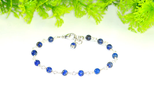 4mm Lapis Lazuli Link Chain Anklet with clasp.