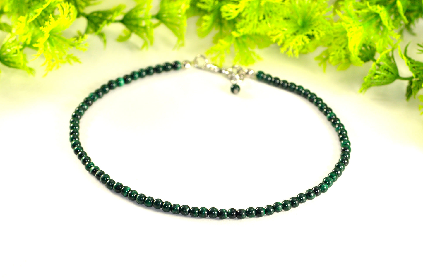 4mm Natural Malachite Choker Necklace for men/women.