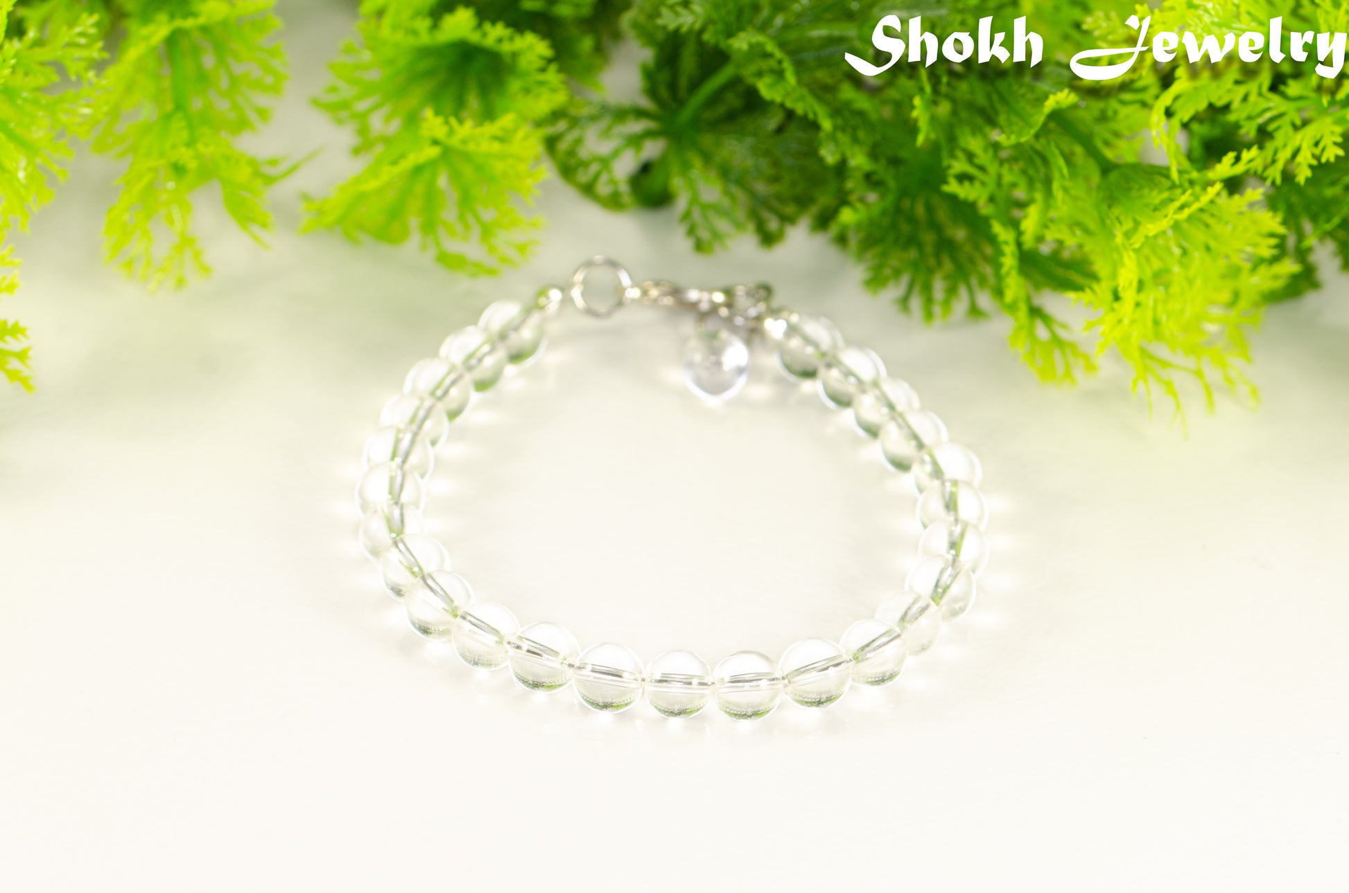 6mm Clear Quartz Beaded Anklet for women.