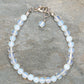 Top view of 6mm Clear White Opalite Beaded Anklet.