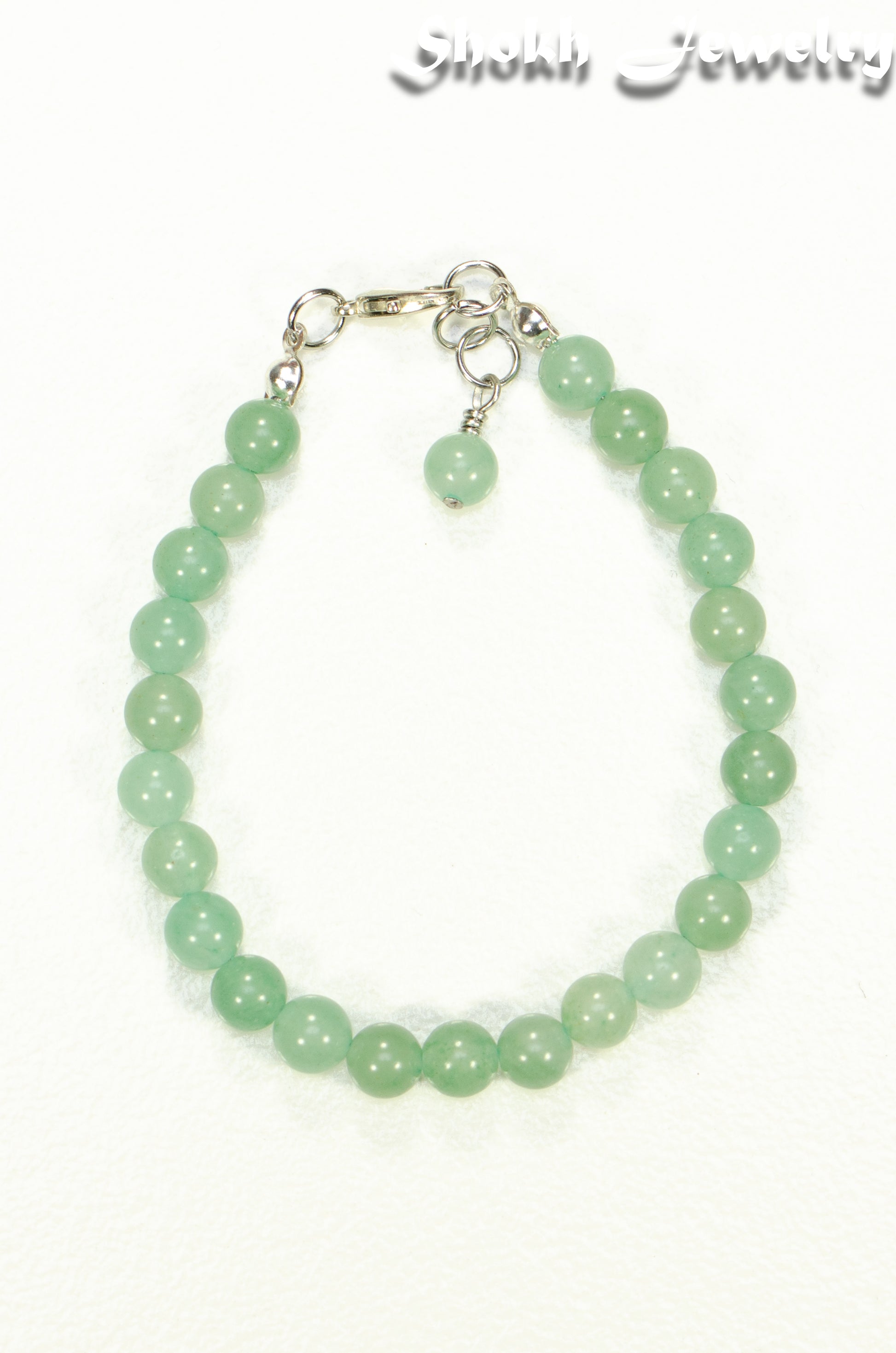 Top view of 6mm Green Aventurine Anklet.
