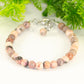 6mm Pink Zebra Jasper Beaded Anklet with clasp and a dangle.