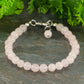 6mm Rose Quartz Beaded Anklet with clasp and a dangle.
