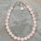 Top view of 6mm Rose Quartz Beaded Anklet.