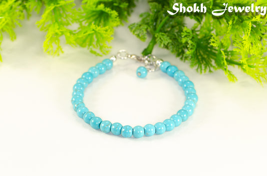 6mm Turquoise Howlite Beaded Bracelet for women.