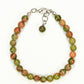 Top view of 6mm Unakite Jasper Beaded Anklet.