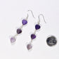 Natural Amethyst Heart Dangle Earrings beside a dime.
