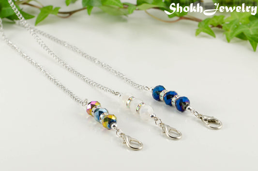 Glass Crystal and Sparkly Rhinestone Eyeglass Chain.