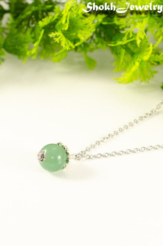 12mm Green Aventurine Pendant Necklace.