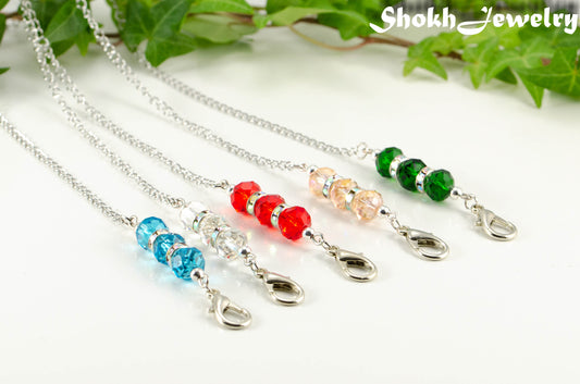 Clear Glass and Sparkly Rhinestone Eyeglass Chain