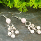 Close up of Statement Rose Quartz Chandelier Earrings.