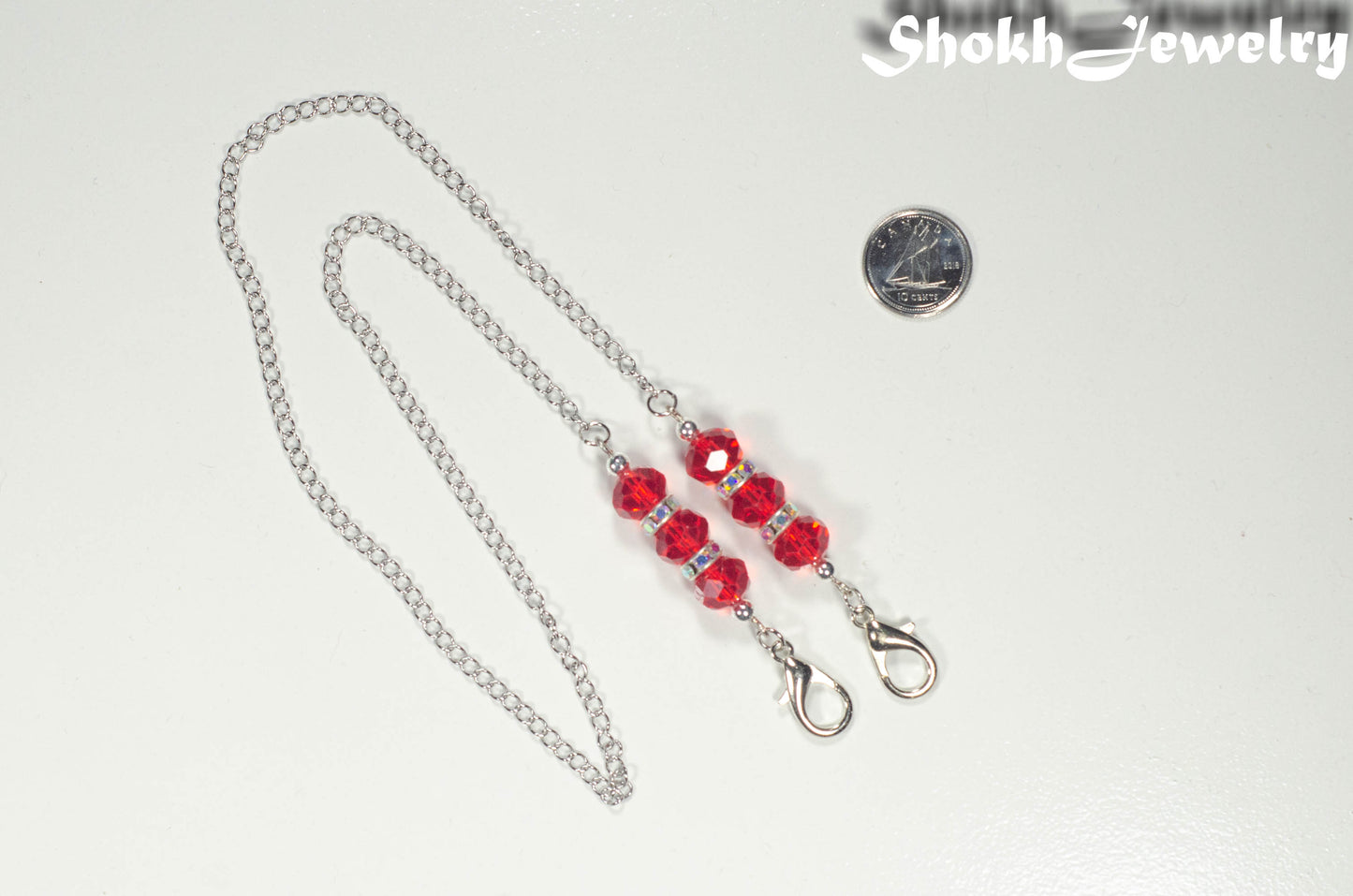 Clear Glass and Sparkly Rhinestone Eyeglass Chain, Beaded Face Mask Lanyard