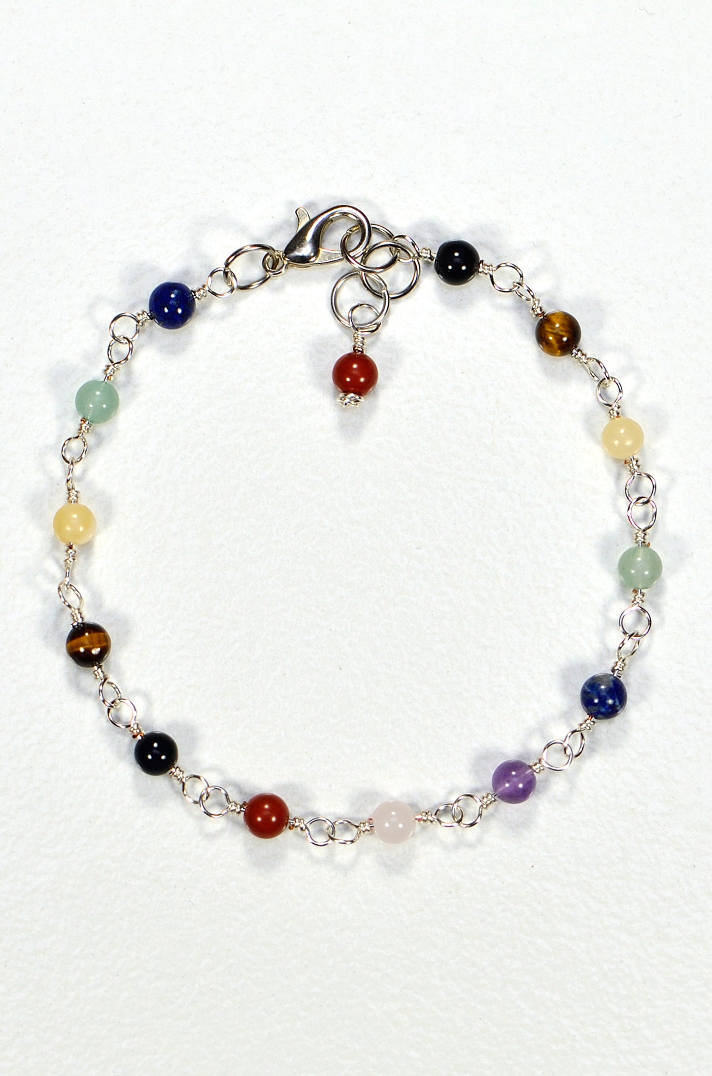 4mm Chakra Gemstone Link Bracelet with Clasp
