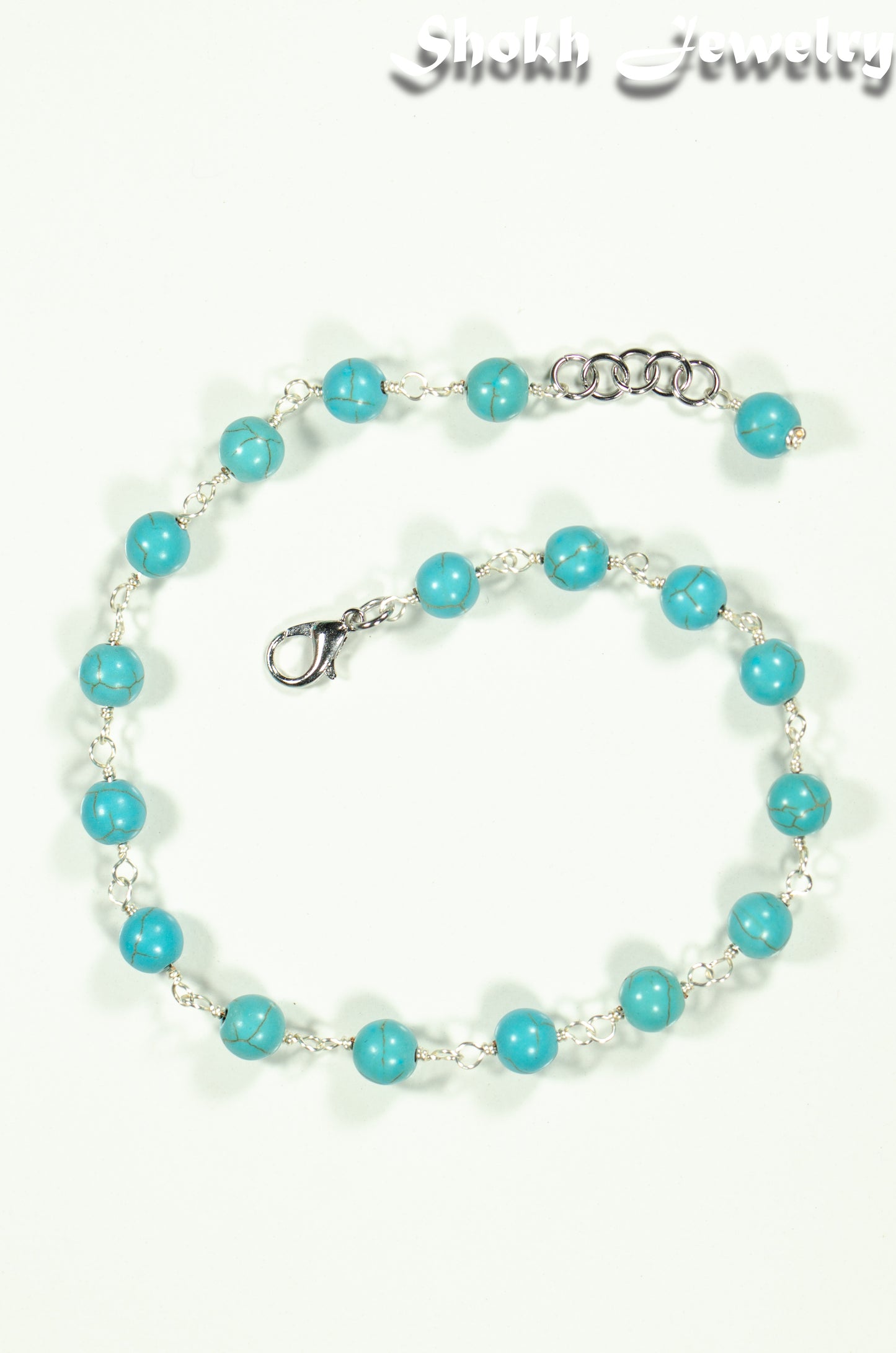 8mm Turquoise Howlite Link Choker Necklace