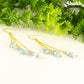 Long Gold Plated Chain and Aquamarine Crystal Chip Earrings for women