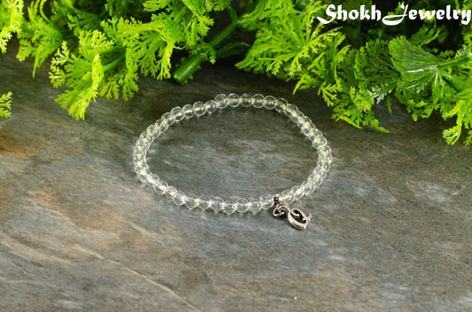 4mm Clear Quartz Bracelet with Initial.