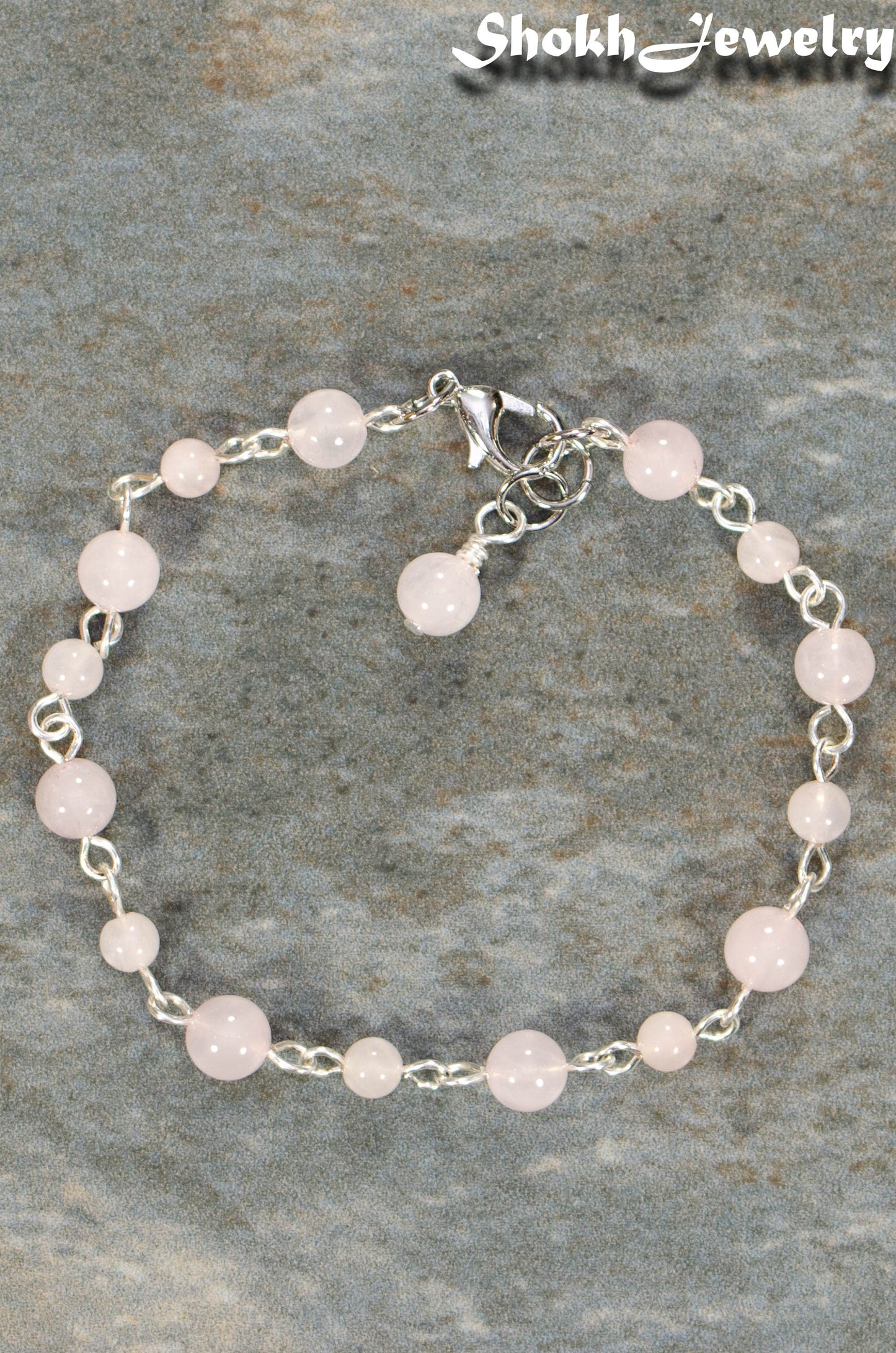 Handmade Rose Quartz Link Chain Anklet