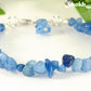 Close up of Natural Blue Quartzite Crystal Chip Bracelet.
