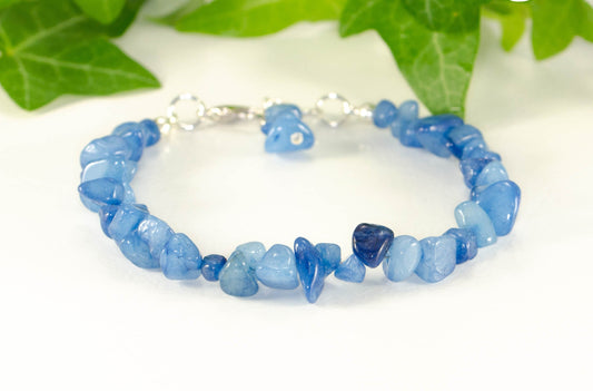 Natural Blue Quartzite Crystal Chip Bracelet.