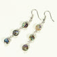Top view of Elegant Long Natural Abalone Shell Earrings.