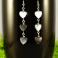Long Grey Seashell Hearts Earrings.
