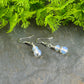 Close up of Small Opalite Crystal Earrings.