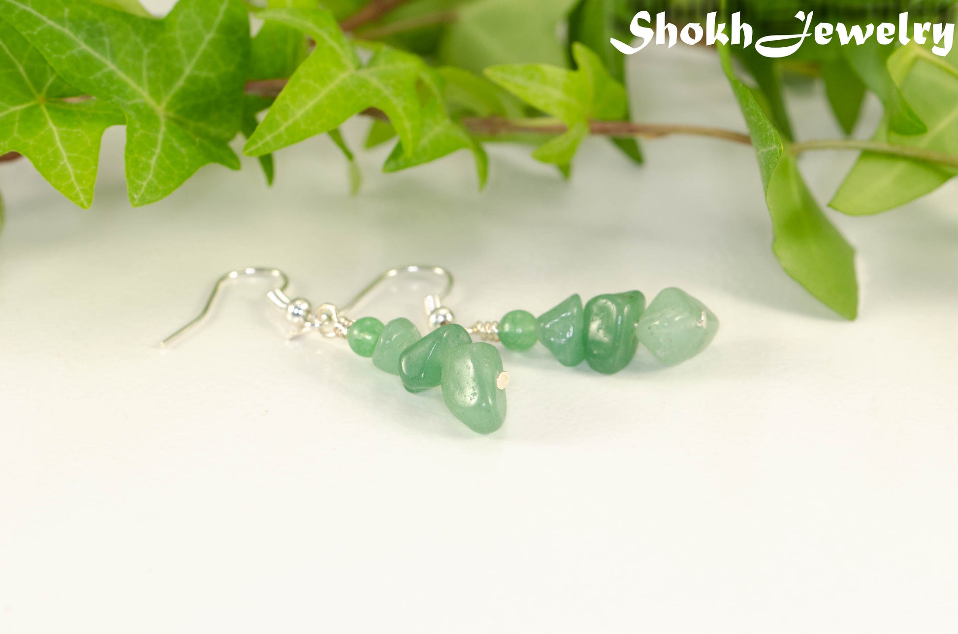 Natural Green Aventurine Crystal Chip Earrings
