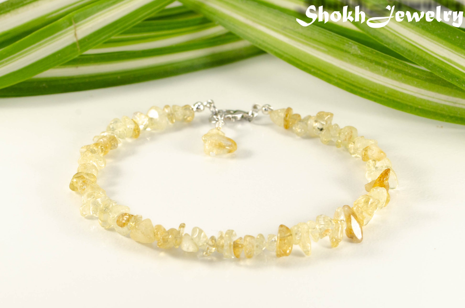 Natural Citrine Crystal Chip Choker Necklace