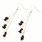 Long Silver Plated Chain and Garnet Crystal Chip Earrings