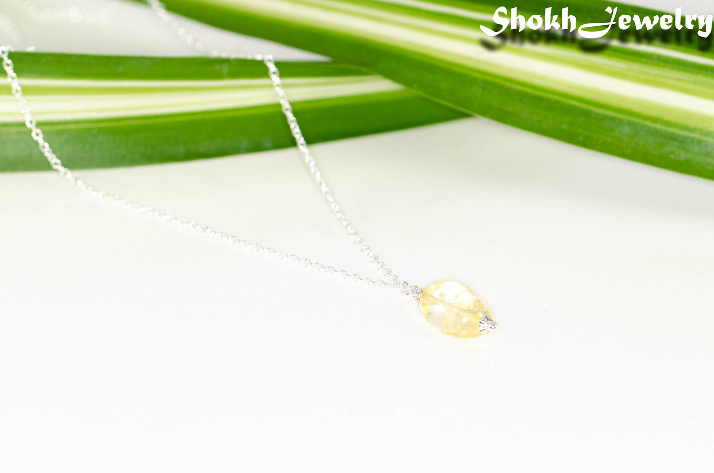 Dainty Citrine Nugget Pendant Necklace