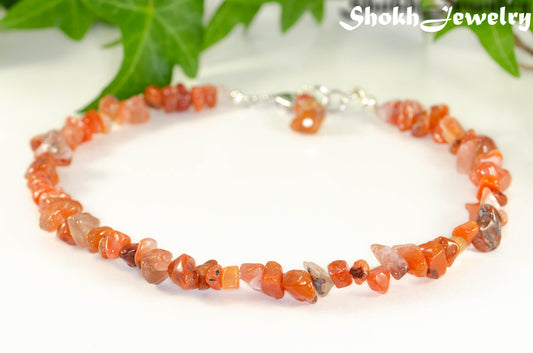 Natural Carnelian Crystal Chip Anklet.