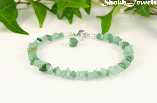 Natural Green Aventurine Crystal Chip Anklet